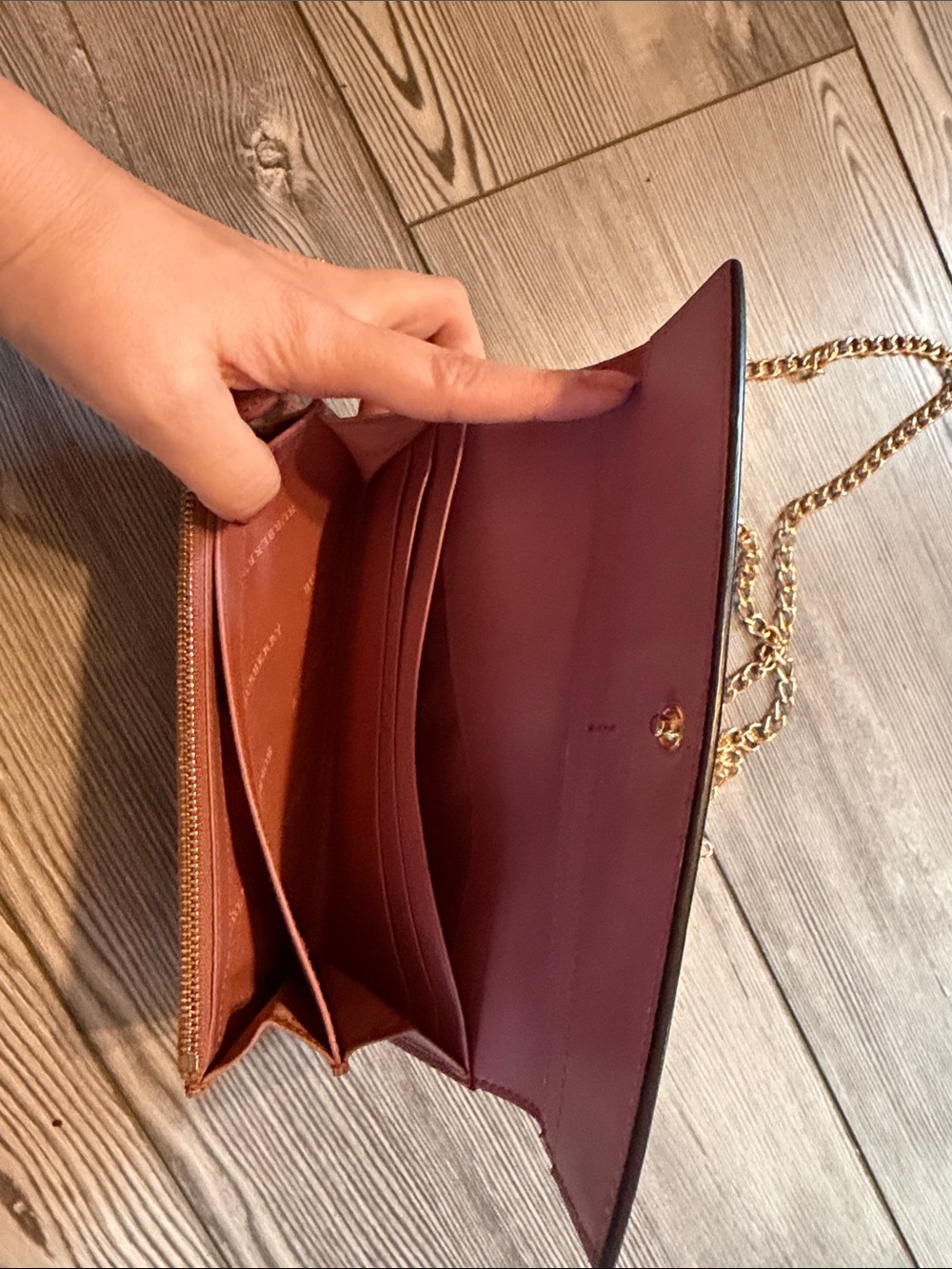 Burberry pink leather and house check canvas chain wallet - Picture 6 of 12